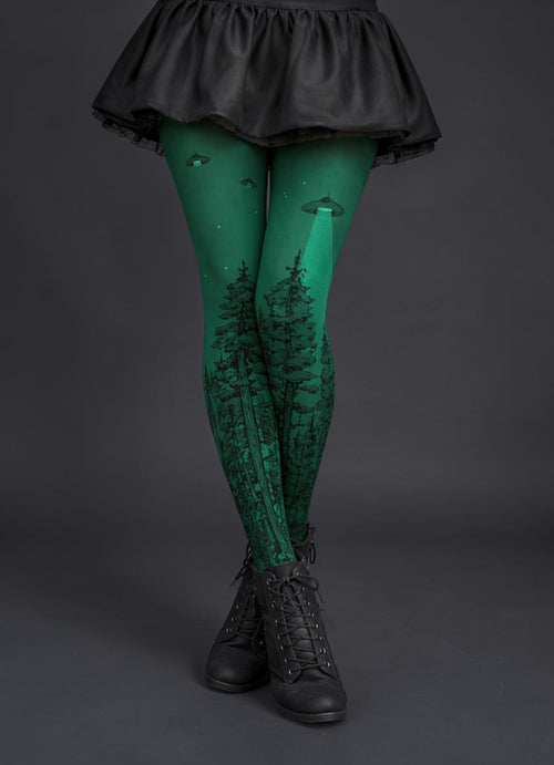 Forest Abduction leggings, Emerald