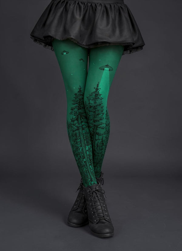 Forest Abduction leggings, Emerald