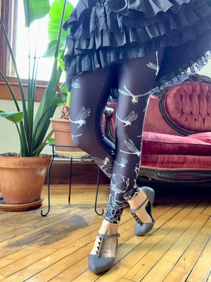 Midnight Dragonfly & Lotus Leggings ~ Fox Savant