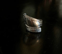 Plus Size Vintage Spoon Ring - Silver Plated 60s style - decorative Silver Ring