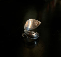 Plus Size Vintage Spoon Ring - Silver Plated 60s style - decorative Silver Ring